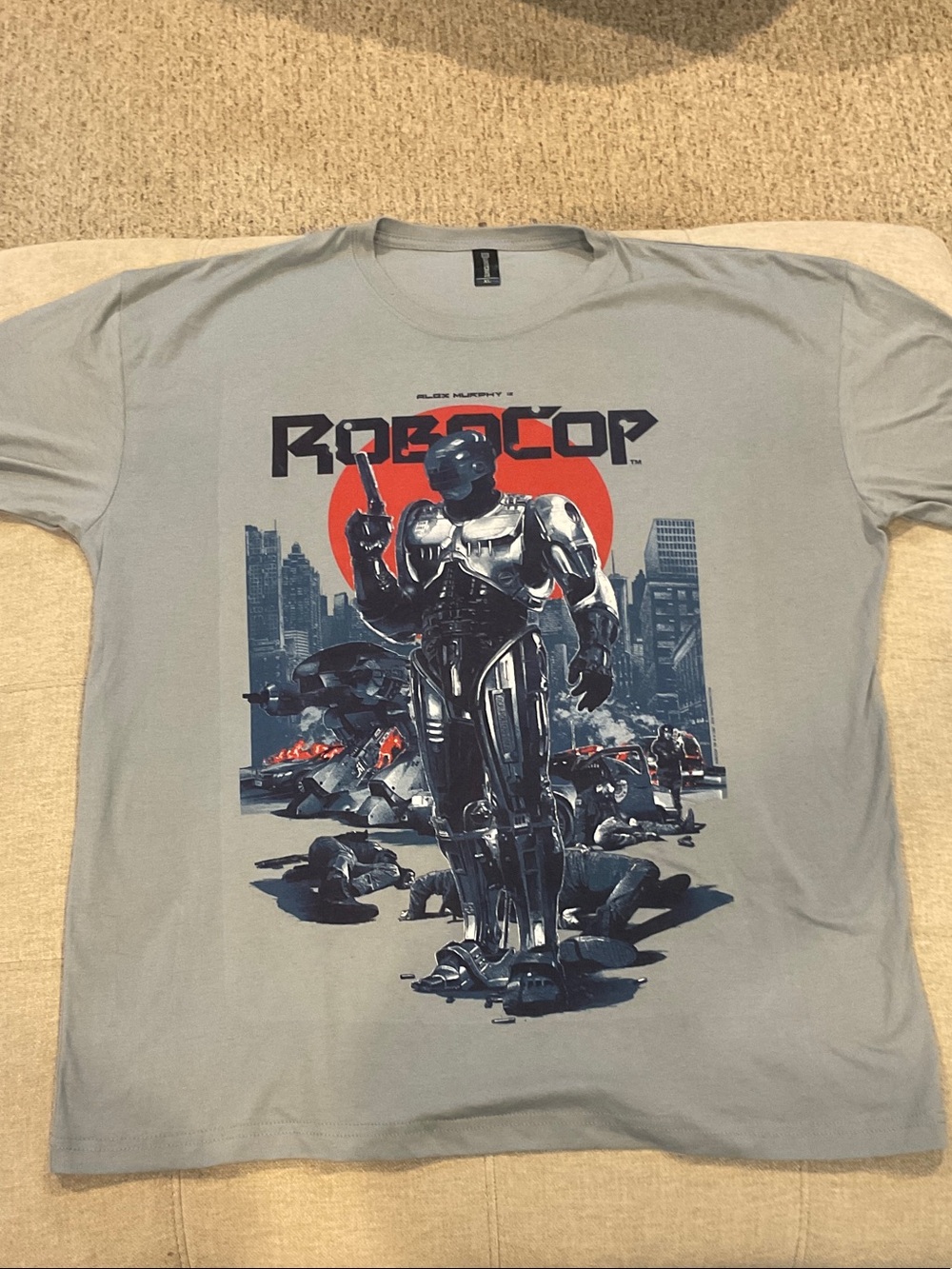 Loot Crate Robocop Graphic Tee in Light Gray with Red Accent